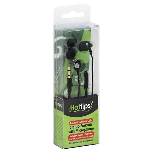 Image for Hottips Earbuds, Stereo, with Microphone,1pr from Inovia Pharmacy