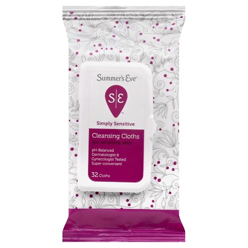 Image for Summers Eve Cleansing Cloths, for Sensitive Skin, Simply Sensitive,32ea from Inovia Pharmacy