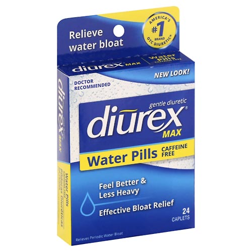 Image for Diurex Water Pills, Max, Caffeine Free, Caplets,24ea from Inovia Pharmacy