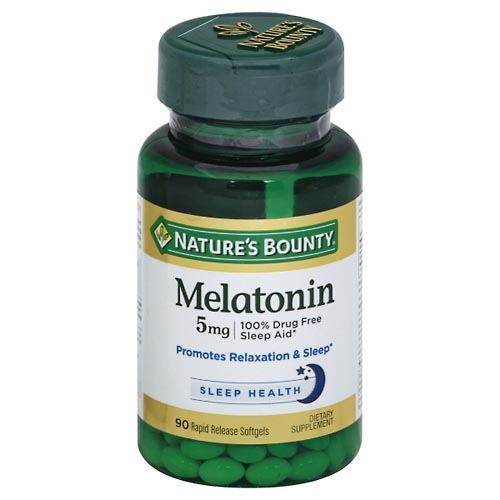Image for Natures Bounty Melatonin, 5 mg, Rapid Release Softgels,90ea from Inovia Pharmacy