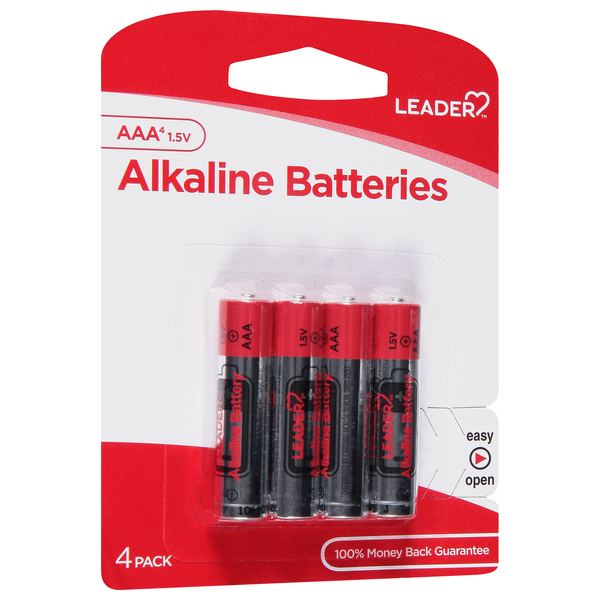 Image for Leader Batteries, Alkaline, AAA, 1.5V, 4 Pack, 4ea from Inovia Pharmacy