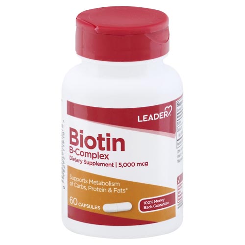 Image for Leader Biotin B-Complex, 5000 mcg, Capsules,60ea from Inovia Pharmacy