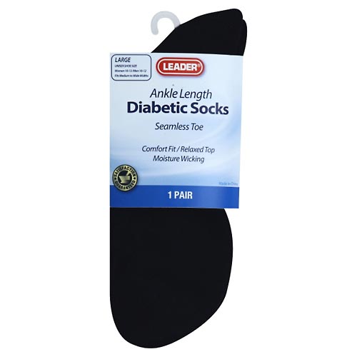 Image for Leader Diabetic Socks, Ankle Length, Large,1pr from Inovia Pharmacy