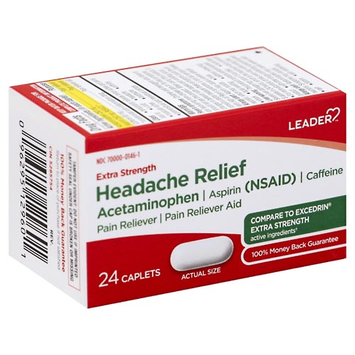 Image for Leader Headache Relief, Extra Strength, Caplets,24ea from Inovia Pharmacy