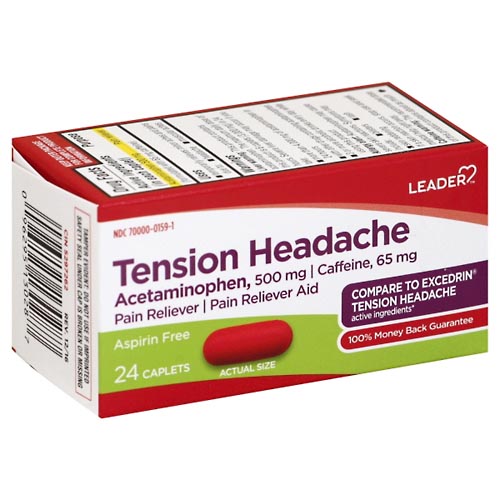 Image for Leader Tension Headache, Acetaminophen, 500 mg, Caplets,24ea from Inovia Pharmacy
