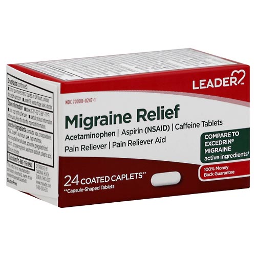 Image for Leader Migraine Relief, Coated Caplets,24ea from Inovia Pharmacy