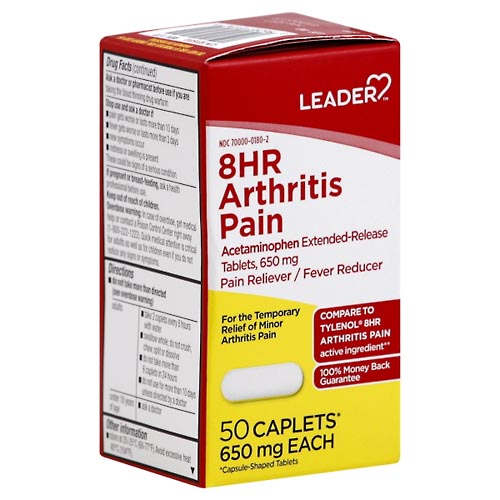 Image for Leader Arthritis Pain, 8 HR, 650 mg, Caplets,50ea from Inovia Pharmacy