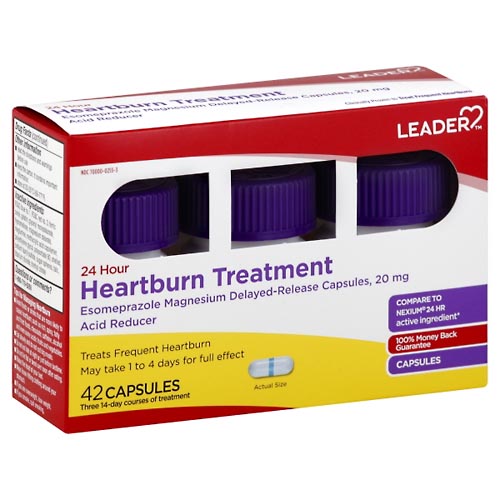 Image for Leader Heartburn Treatment, 24 Hour, Capsules,42ea from Inovia Pharmacy