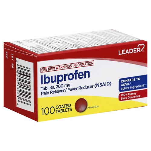 Image for Leader Ibuprofen, 200 mg, Coated Tablets,100ea from Inovia Pharmacy