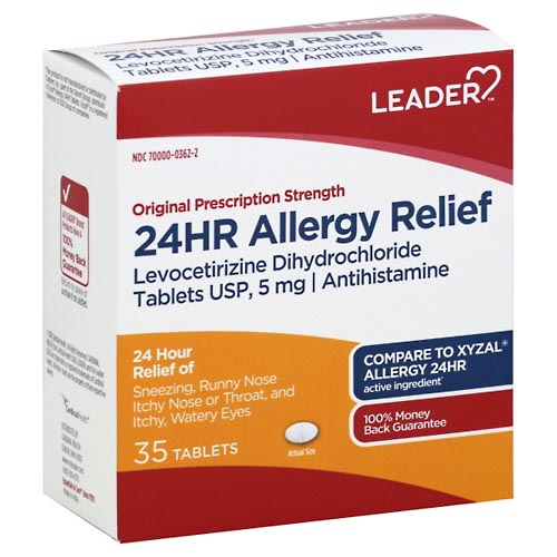 Image for Leader Allergy Relief, 24Hr, Original Prescription Strength, Tablets,35ea from Inovia Pharmacy