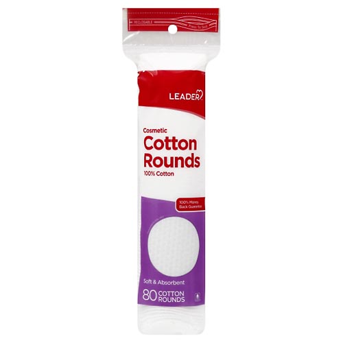 Image for Leader Cotton Rounds, Cosmetic, Soft & Absorbent,80ea from Inovia Pharmacy