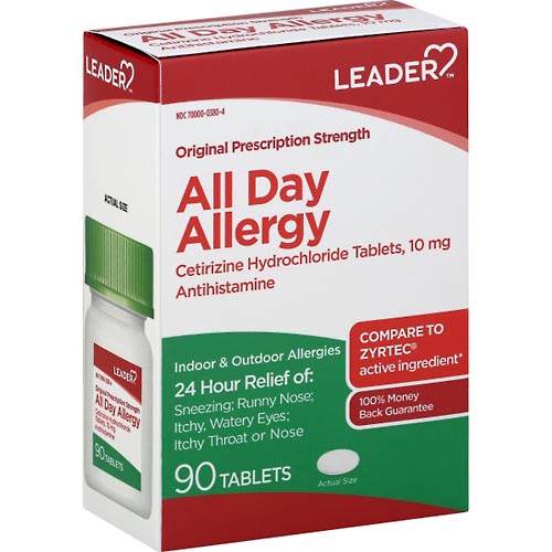 Image for Leader All Day Allergy Relief, 24 Hr,Original, Tablet,90ea from Inovia Pharmacy