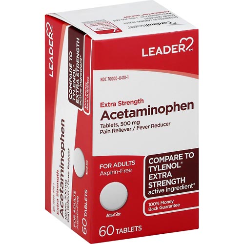 Image for Leader Acetaminophen, Extra Strength, 500 mg, Tablets, for Adults,60ea from Inovia Pharmacy