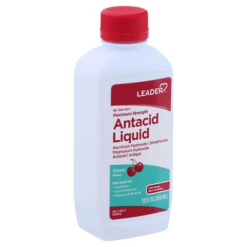 Image for Leader Antacid Liquid, Maximum Strength, Cherry Flavor,12oz from Inovia Pharmacy