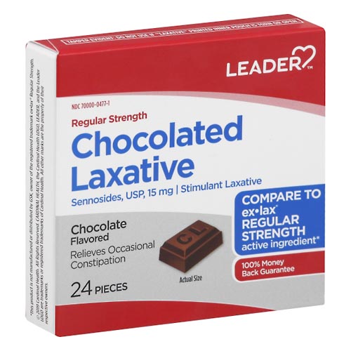 Image for Leader Chocolated Laxative, Regular Strength, 15 mg, Chocolate Flavored,24ea from Inovia Pharmacy