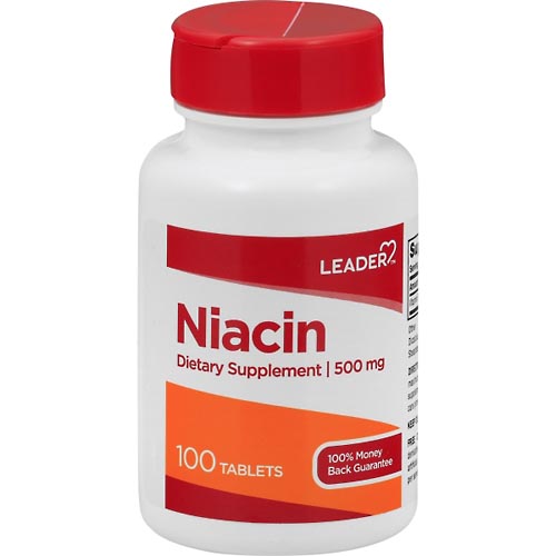 Image for Leader Niacin, 500 mg, Tablets,100ea from Inovia Pharmacy
