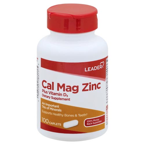 Image for Leader Cal Mag Zinc, Caplets,100ea from Inovia Pharmacy