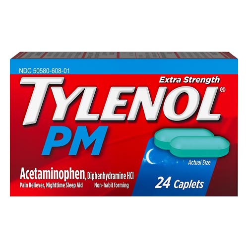 Image for Tylenol Acetaminophen, PM, Extra Strength, Caplets,24ea from Inovia Pharmacy