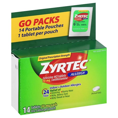Image for Zyrtec Allergy, Original Prescription Strength, Tablets, Go Packs,14ea from Inovia Pharmacy