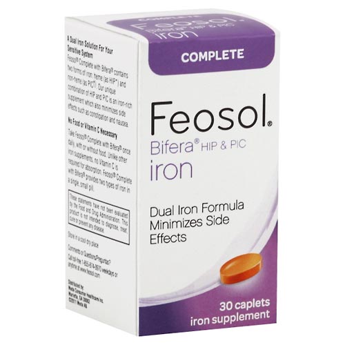 Image for Feosol Iron, Complete, HIP & PIC, Caplets,30ea from Inovia Pharmacy