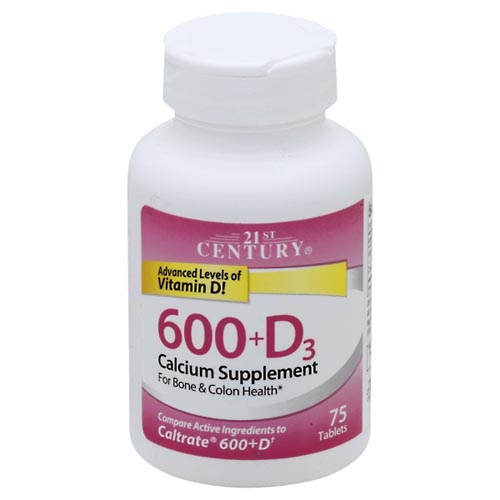 Image for 21st Century Calcium 600+D3, Tablets,75ea from Inovia Pharmacy