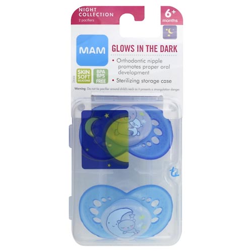 Image for MAM Pacifiers, Night Collection, 6+ Months,2ea from Inovia Pharmacy