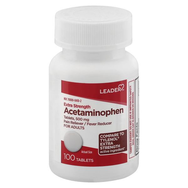 Image for Leader Acetaminophen, 500 mg, Extra Strength, Tablets, 100ea from Inovia Pharmacy